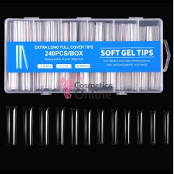 Tipsuri 240 bucati Soft Gel Tips Transparente Cod TPS100LL Patrate Extra Lungi 5XL